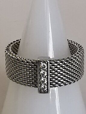 Tiffany & Co. Sterling Sommerset Mesh Ring with Diamonds